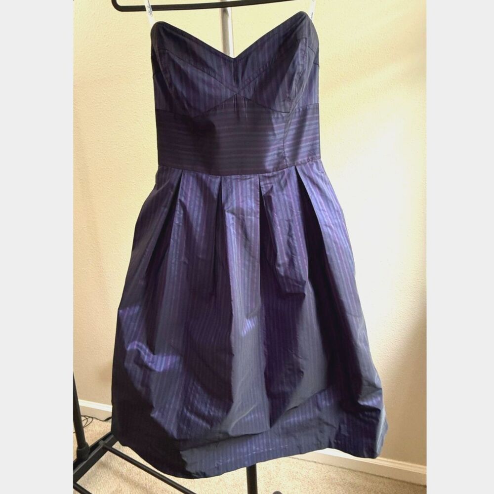 Shoshanna Purple Striped Strapless Sweetheart Fit & Flare Dress Size 6